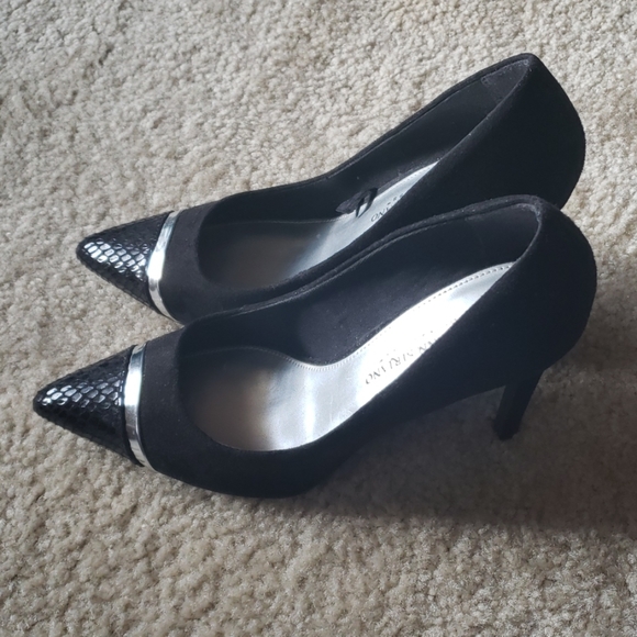 👠 Black/Silver Christian Siriano, NWOT!!4 in heel - Picture 3 of 8